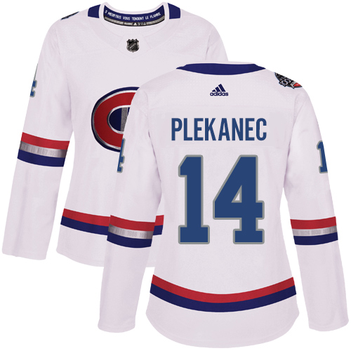 Women's Adidas Montreal Canadiens #14 Tomas Plekanec Authentic White 2017 100 Classic NHL Jersey