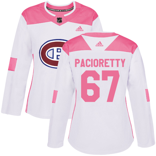 Women's Adidas Montreal Canadiens #67 Max Pacioretty Authentic White/Pink Fashion NHL Jersey