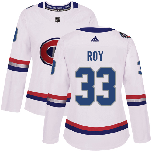 Women's Adidas Montreal Canadiens #33 Patrick Roy Authentic White 2017 100 Classic NHL Jersey