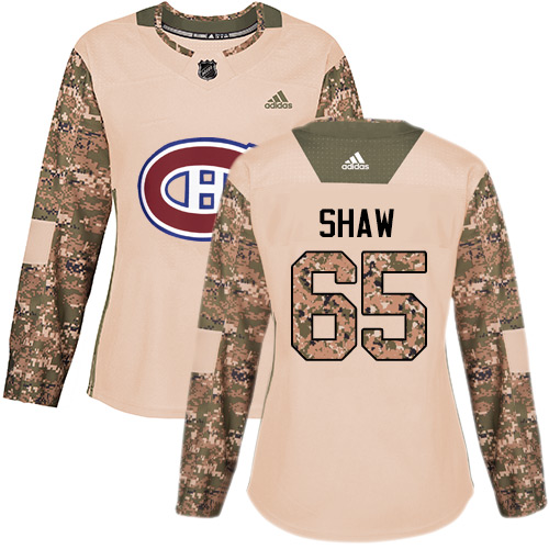Women's Adidas Montreal Canadiens #65 Andrew Shaw Authentic Camo Veterans Day Practice NHL Jersey