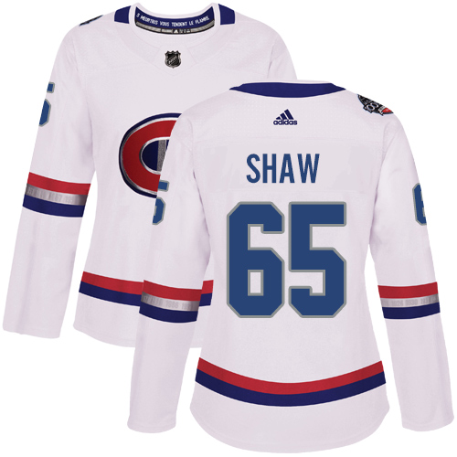Women's Adidas Montreal Canadiens #65 Andrew Shaw Authentic White 2017 100 Classic NHL Jersey