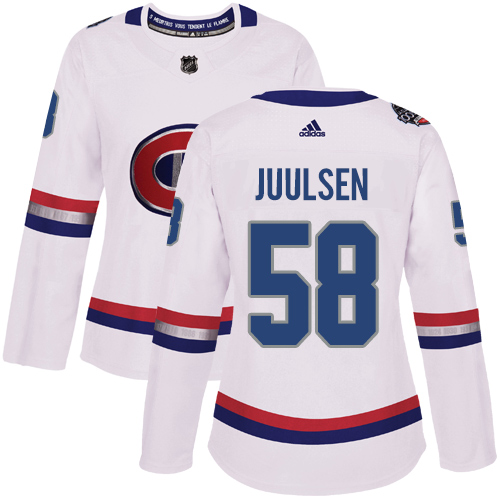 Women's Adidas Montreal Canadiens #58 Noah Juulsen Authentic White 2017 100 Classic NHL Jersey