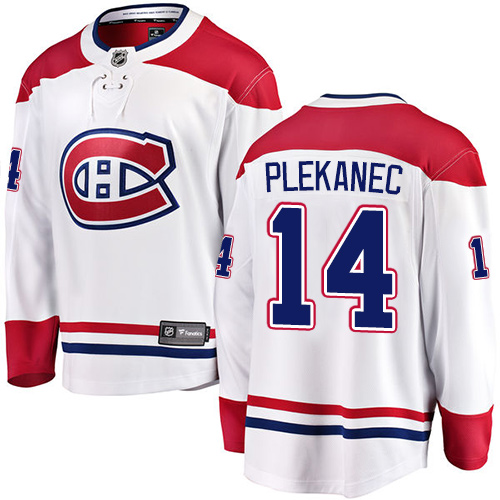 Men's Montreal Canadiens #14 Tomas Plekanec Authentic White Away Fanatics Branded Breakaway NHL Jersey