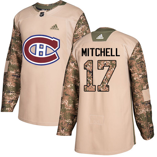 Youth Adidas Montreal Canadiens #17 Torrey Mitchell Authentic Camo Veterans Day Practice NHL Jersey