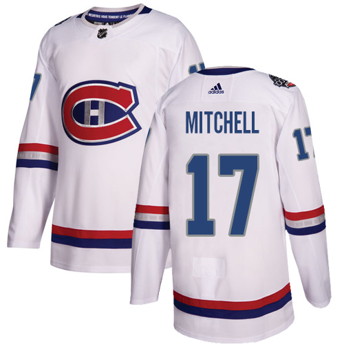 Youth Adidas Montreal Canadiens #17 Torrey Mitchell Authentic White 2017 100 Classic NHL Jersey