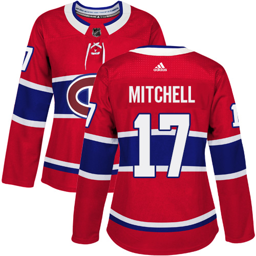 Women's Adidas Montreal Canadiens #17 Torrey Mitchell Premier Red Home NHL Jersey