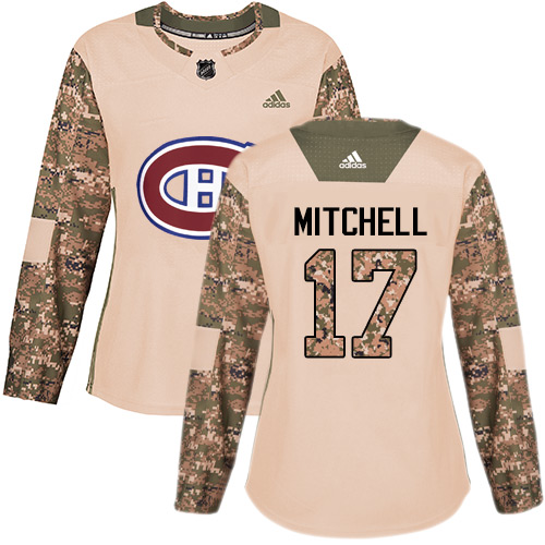 Women's Adidas Montreal Canadiens #17 Torrey Mitchell Authentic Camo Veterans Day Practice NHL Jersey