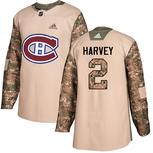 Youth Adidas Montreal Canadiens #2 Doug Harvey Authentic Camo Veterans Day Practice NHL Jersey