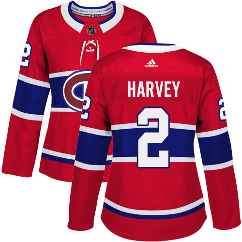 Women's Adidas Montreal Canadiens #2 Doug Harvey Authentic Red Home NHL Jersey