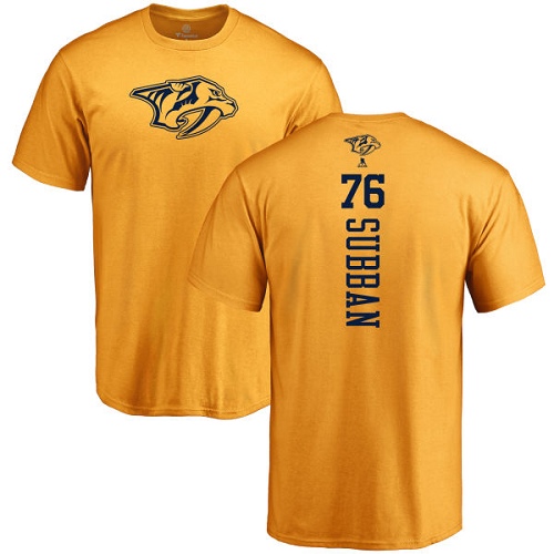 NHL Adidas Nashville Predators #76 P.K Subban Gold One Color Backer T-Shirt