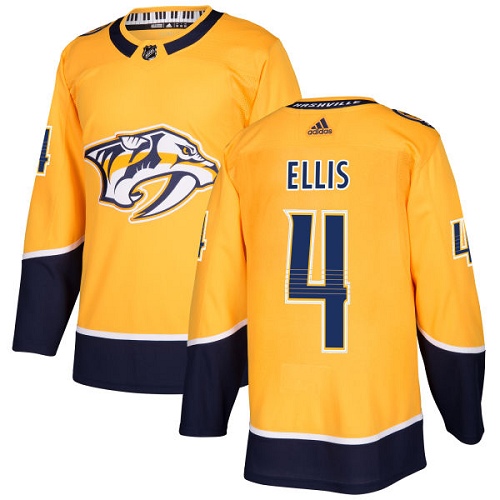 Men's Adidas Nashville Predators #4 Ryan Ellis Authentic Gold Home NHL Jersey