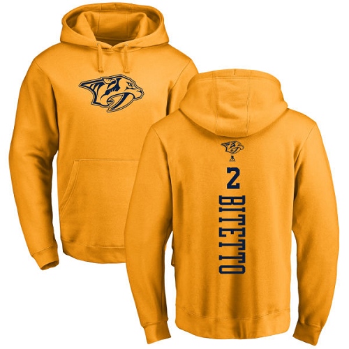 NHL Adidas Nashville Predators #2 Anthony Bitetto Gold One Color Backer Pullover Hoodie