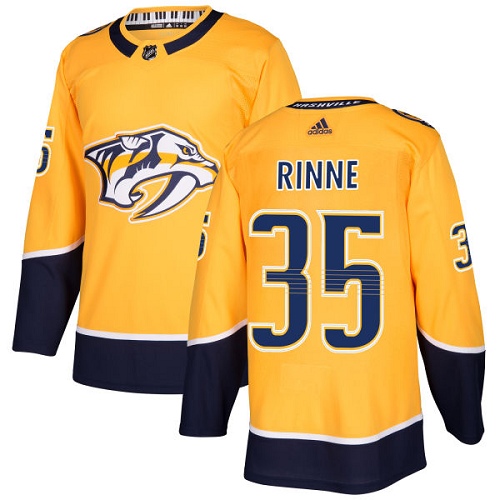 Men's Adidas Nashville Predators #35 Pekka Rinne Authentic Gold Home NHL Jersey