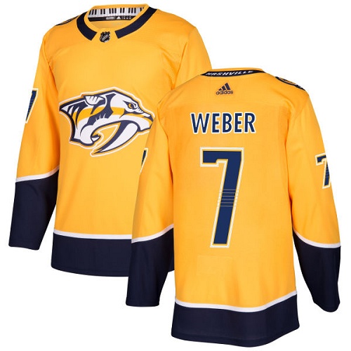 Men's Adidas Nashville Predators #7 Yannick Weber Authentic Gold Home NHL Jersey