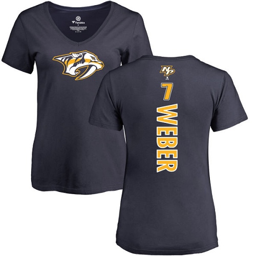 NHL Women's Adidas Nashville Predators #7 Yannick Weber Navy Blue Backer T-Shirt