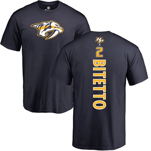 NHL Adidas Nashville Predators #2 Anthony Bitetto Navy Blue Backer T-Shirt