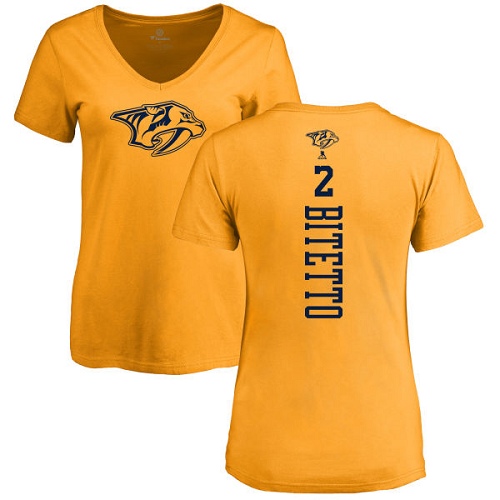 NHL Women's Adidas Nashville Predators #2 Anthony Bitetto Gold One Color Backer T-Shirt