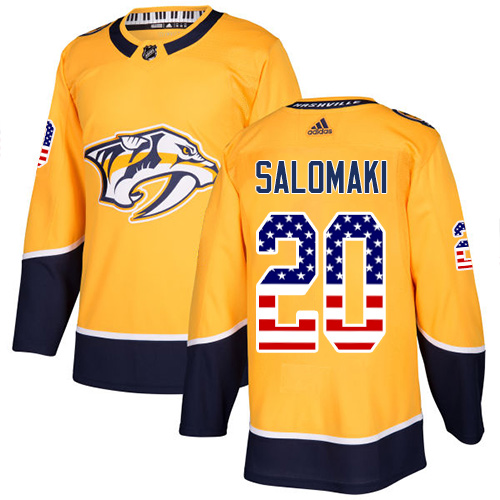 Youth Adidas Nashville Predators #20 Miikka Salomaki Authentic Gold USA Flag Fashion NHL Jersey