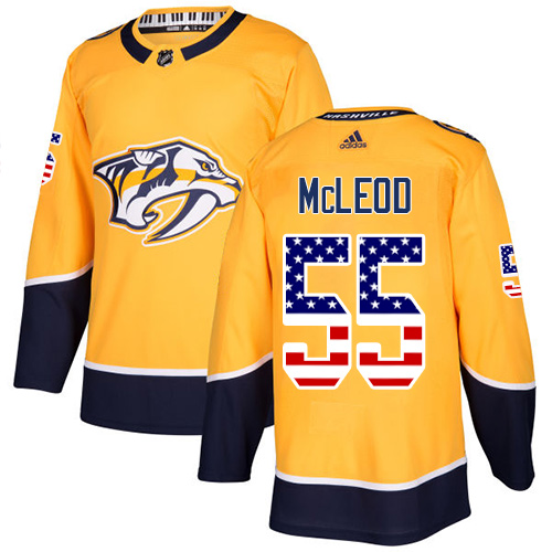 Men's Adidas Nashville Predators #55 Cody McLeod Authentic Gold USA Flag Fashion NHL Jersey