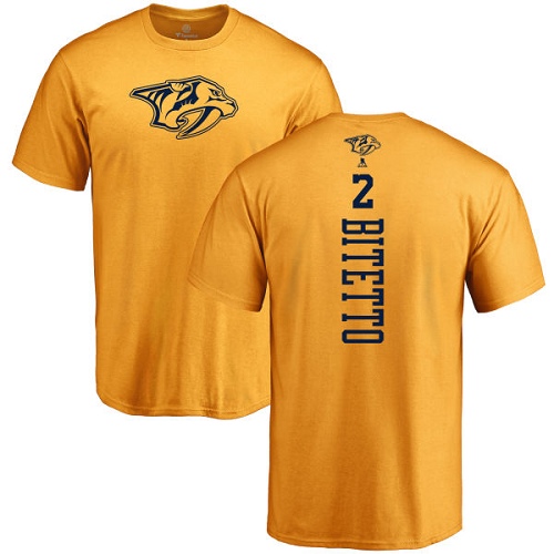 NHL Adidas Nashville Predators #2 Anthony Bitetto Gold One Color Backer T-Shirt