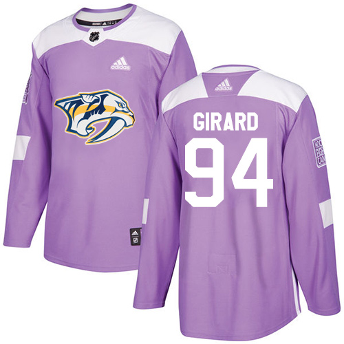 Men's Adidas Nashville Predators #94 Samuel Girard Authentic Purple Fights Cancer Practice NHL Jersey