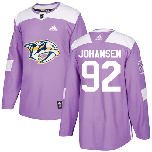Men's Adidas Nashville Predators #92 Ryan Johansen Authentic Purple Fights Cancer Practice NHL Jersey