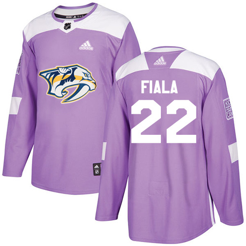 Youth Adidas Nashville Predators #22 Kevin Fiala Authentic Purple Fights Cancer Practice NHL Jersey