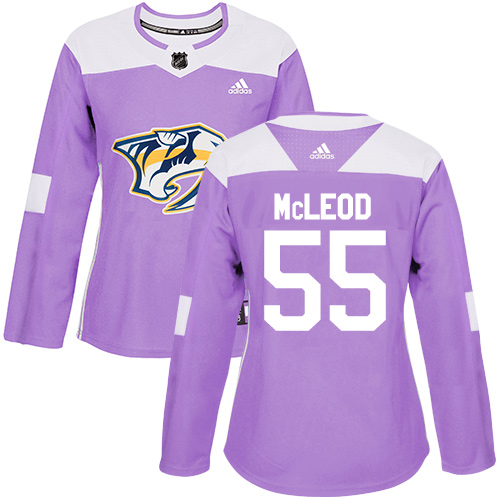 Women's Adidas Nashville Predators #55 Cody McLeod Authentic Purple Fights Cancer Practice NHL Jersey