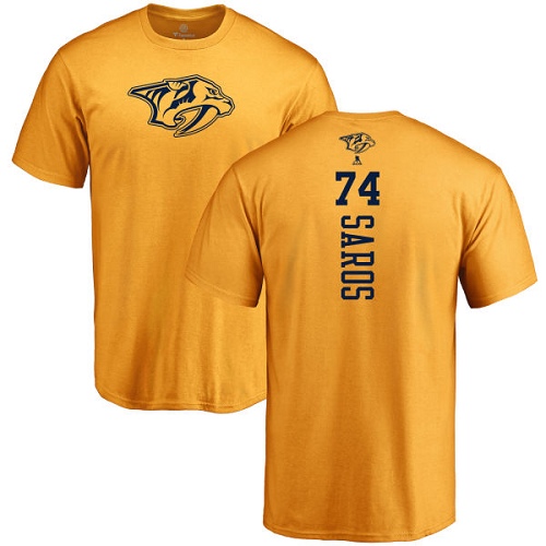 NHL Adidas Nashville Predators #74 Juuse Saros Gold One Color Backer T-Shirt