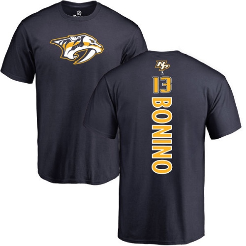 NHL Adidas Nashville Predators #13 Nick Bonino Navy Blue Backer T-Shirt
