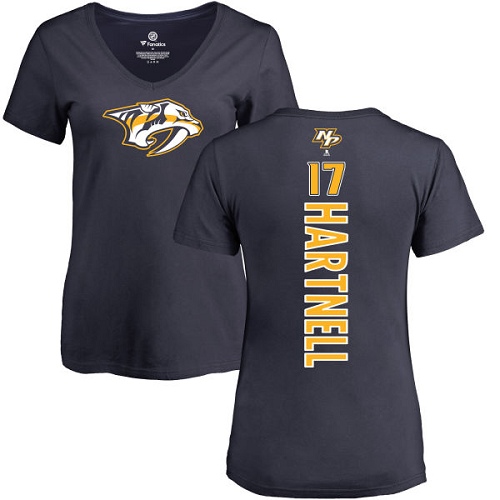 NHL Women's Adidas Nashville Predators #17 Scott Hartnell Navy Blue Backer T-Shirt