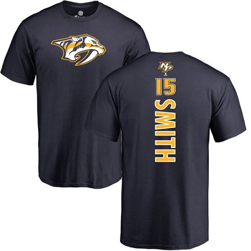 NHL Adidas Nashville Predators #15 Craig Smith Navy Blue Backer T-Shirt