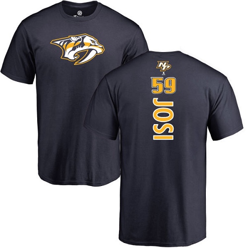 NHL Adidas Nashville Predators #59 Roman Josi Navy Blue Backer T-Shirt