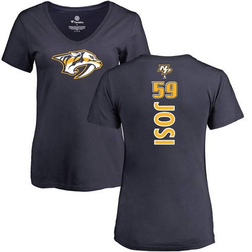NHL Women's Adidas Nashville Predators #59 Roman Josi Navy Blue Backer T-Shirt