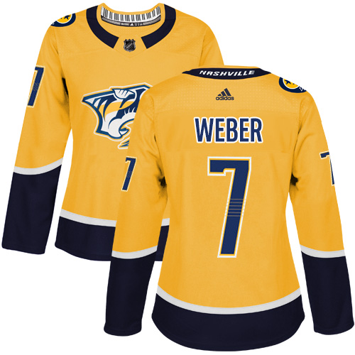 Women's Adidas Nashville Predators #7 Yannick Weber Authentic Gold Home NHL Jersey