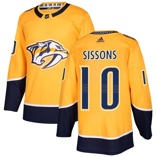 Men's Adidas Nashville Predators #10 Colton Sissons Authentic Gold Home NHL Jersey