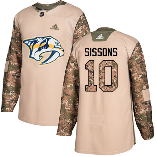 Youth Adidas Nashville Predators #10 Colton Sissons Authentic Camo Veterans Day Practice NHL Jersey