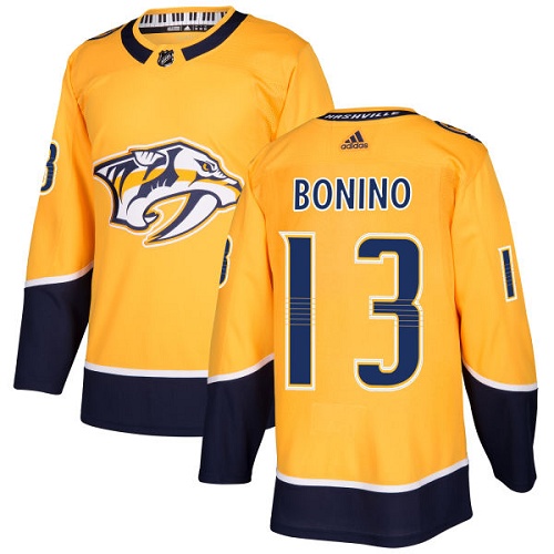 Men's Adidas Nashville Predators #13 Nick Bonino Premier Gold Home NHL Jersey