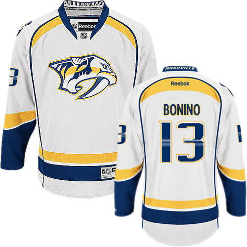 Youth Reebok Nashville Predators #13 Nick Bonino Authentic White Away NHL Jersey