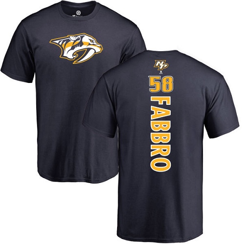 NHL Adidas Nashville Predators #58 Dante Fabbro Navy Blue Backer T-Shirt