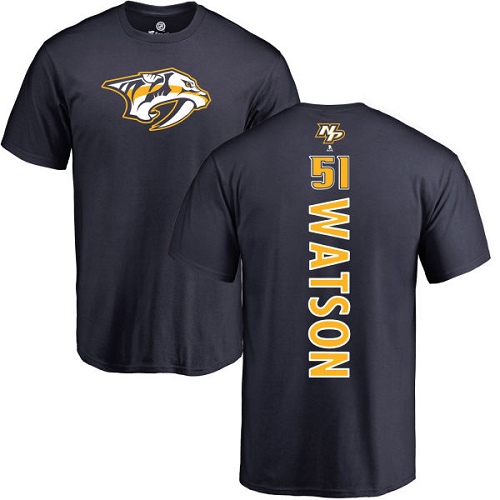NHL Adidas Nashville Predators #51 Austin Watson Navy Blue Backer T-Shirt
