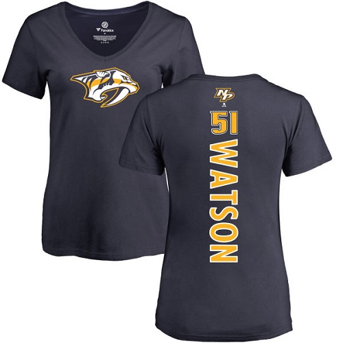 NHL Women's Adidas Nashville Predators #51 Austin Watson Navy Blue Backer T-Shirt