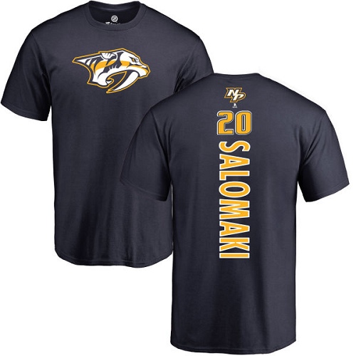 NHL Adidas Nashville Predators #20 Miikka Salomaki Navy Blue Backer T-Shirt
