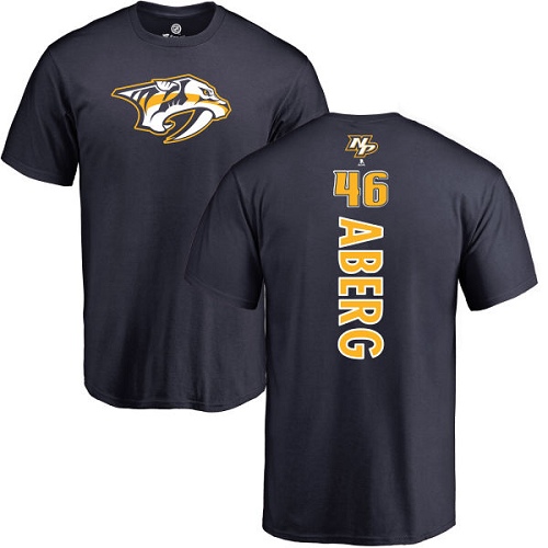 NHL Adidas Nashville Predators #46 Pontus Aberg Navy Blue Backer T-Shirt