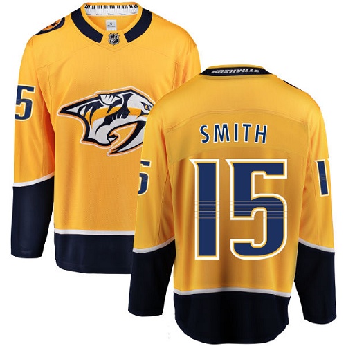 Men's Nashville Predators #15 Craig Smith Fanatics Branded Gold Home Breakaway NHL Jersey