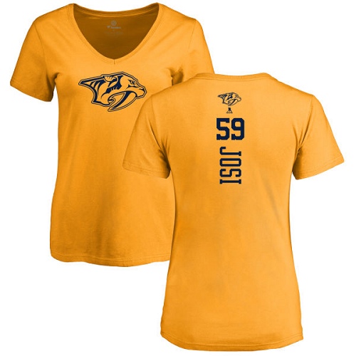 NHL Women's Adidas Nashville Predators #59 Roman Josi Gold One Color Backer T-Shirt