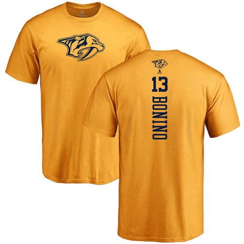 NHL Adidas Nashville Predators #13 Nick Bonino Gold One Color Backer T-Shirt
