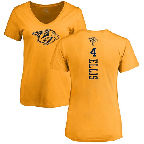 NHL Women's Adidas Nashville Predators #4 Ryan Ellis Gold One Color Backer T-Shirt