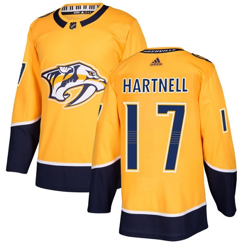 Men's Adidas Nashville Predators #17 Scott Hartnell Authentic Gold Home NHL Jersey