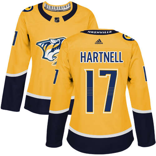 Women's Adidas Nashville Predators #17 Scott Hartnell Authentic Gold Home NHL Jersey